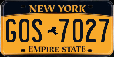 NY license plate GOS7027