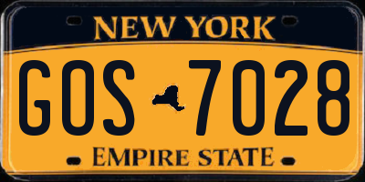 NY license plate GOS7028