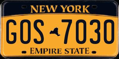 NY license plate GOS7030