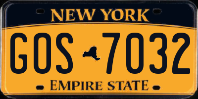 NY license plate GOS7032