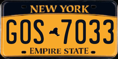 NY license plate GOS7033