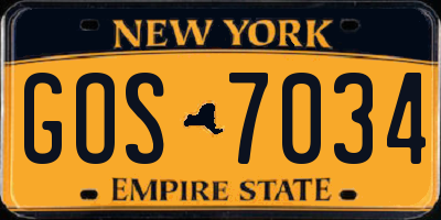 NY license plate GOS7034
