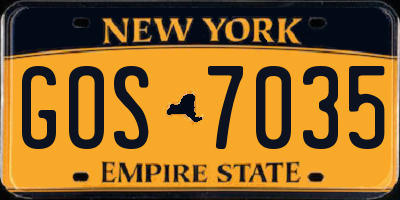 NY license plate GOS7035