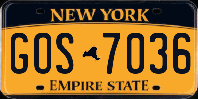 NY license plate GOS7036