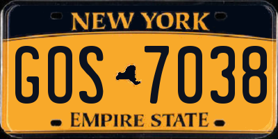 NY license plate GOS7038