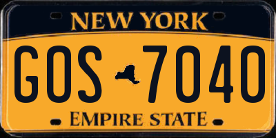 NY license plate GOS7040