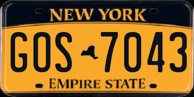 NY license plate GOS7043