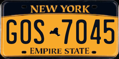 NY license plate GOS7045