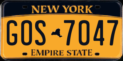 NY license plate GOS7047