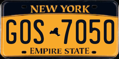 NY license plate GOS7050