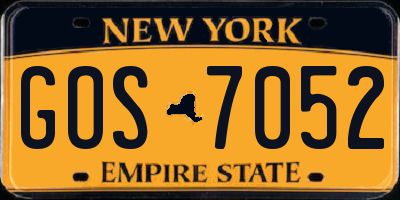 NY license plate GOS7052