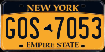 NY license plate GOS7053