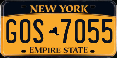 NY license plate GOS7055