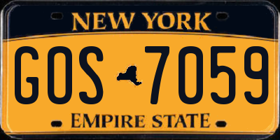 NY license plate GOS7059