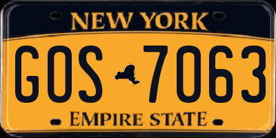 NY license plate GOS7063