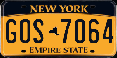 NY license plate GOS7064