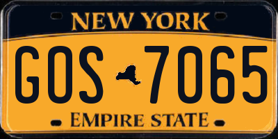 NY license plate GOS7065