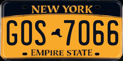NY license plate GOS7066
