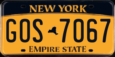 NY license plate GOS7067