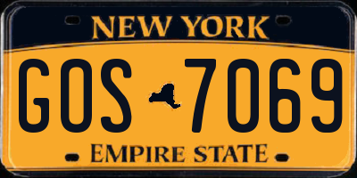 NY license plate GOS7069