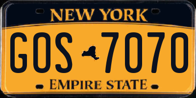 NY license plate GOS7070
