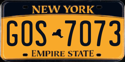 NY license plate GOS7073