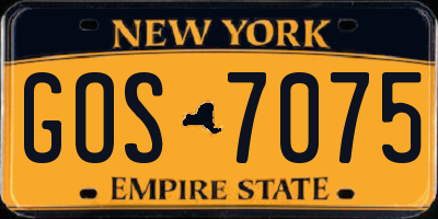 NY license plate GOS7075