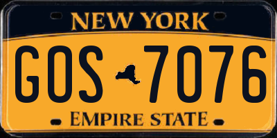 NY license plate GOS7076