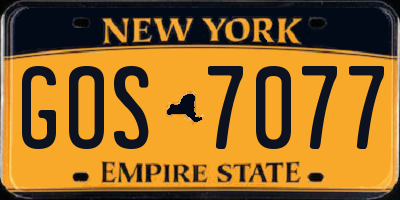 NY license plate GOS7077