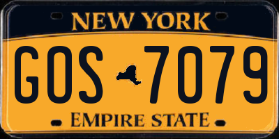NY license plate GOS7079