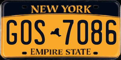 NY license plate GOS7086