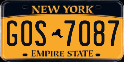 NY license plate GOS7087