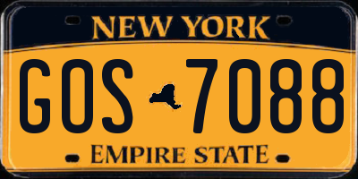 NY license plate GOS7088