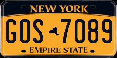 NY license plate GOS7089