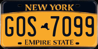 NY license plate GOS7099