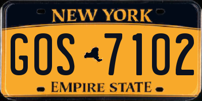 NY license plate GOS7102