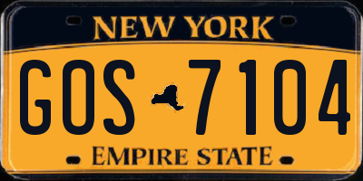NY license plate GOS7104