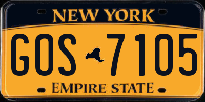 NY license plate GOS7105
