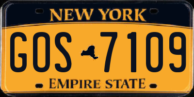 NY license plate GOS7109