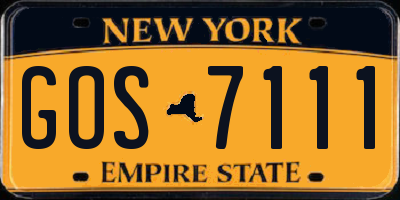 NY license plate GOS7111