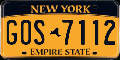 NY license plate GOS7112