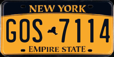 NY license plate GOS7114
