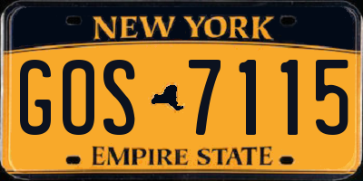 NY license plate GOS7115