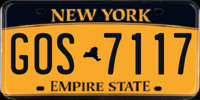 NY license plate GOS7117
