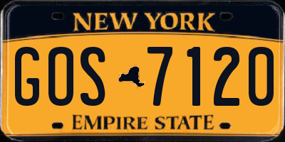 NY license plate GOS7120