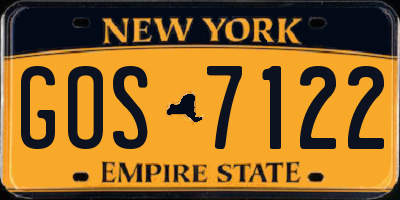 NY license plate GOS7122