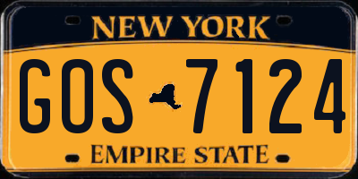 NY license plate GOS7124