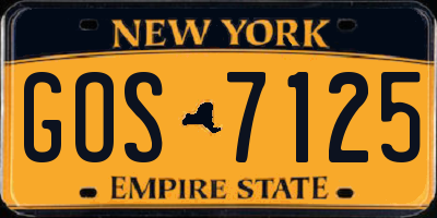 NY license plate GOS7125
