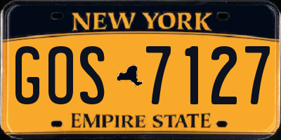 NY license plate GOS7127