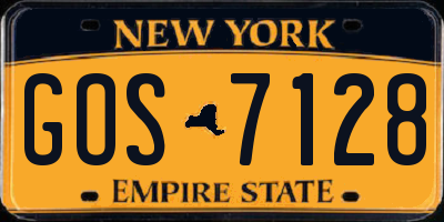 NY license plate GOS7128